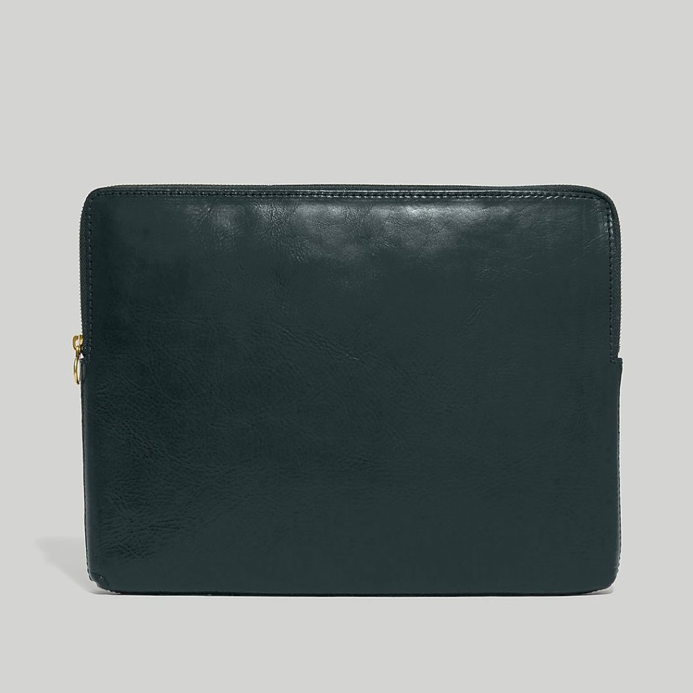Madewell The Leather Laptop Case Dark Green/Black OS